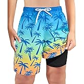 MaciRept Boys Swim Trunks Bathing Suit Swim Shorts for Boys Swimming Trunks with Boxer Brief Liner Swimsuit Board Shorts