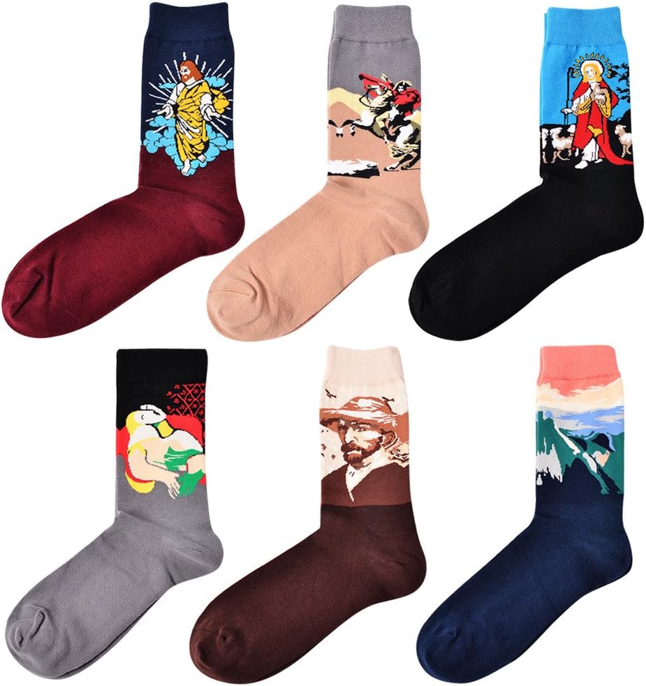 Men's Colorful Art Patterned Casual Crew Socks