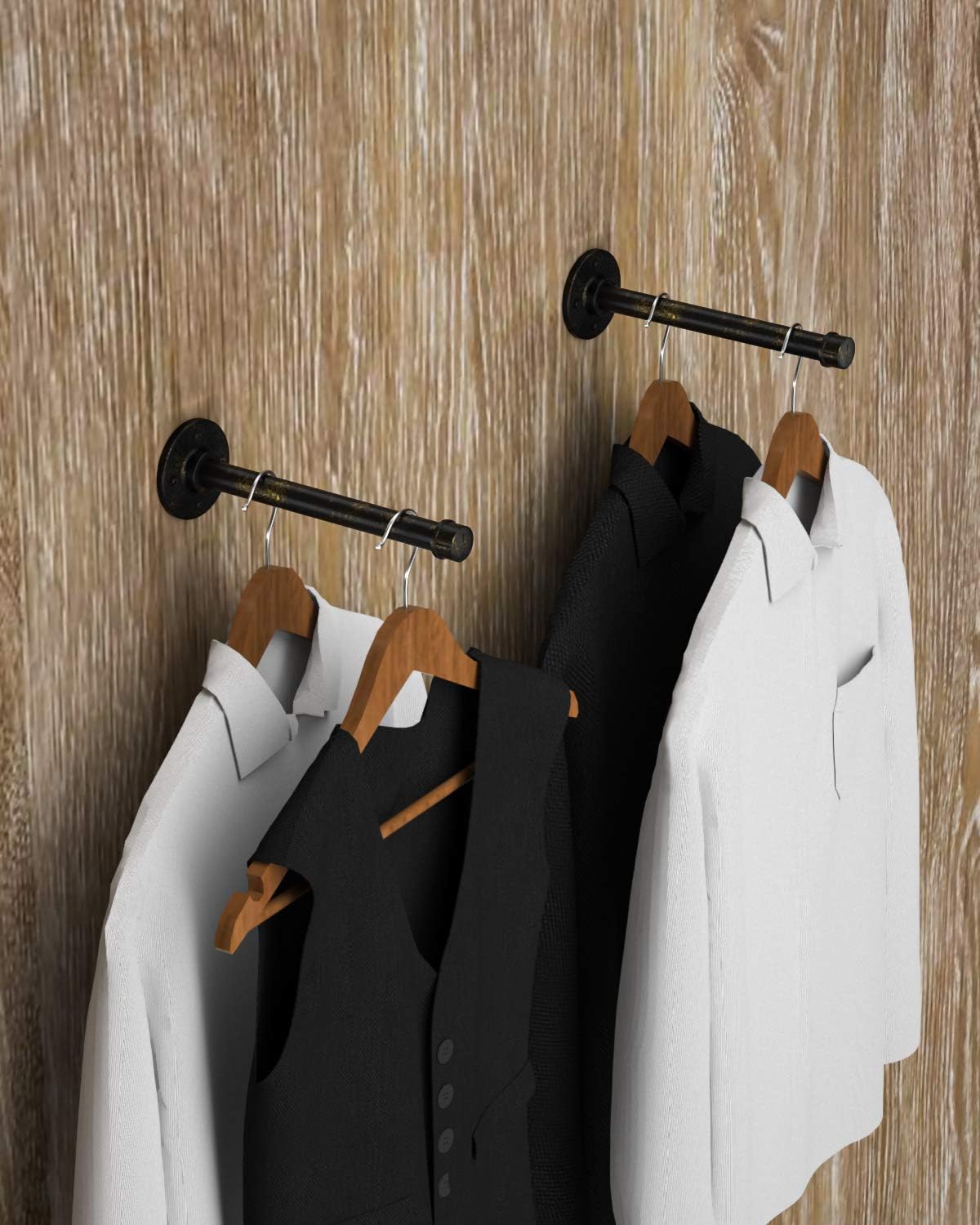 LuckIn Vintage Pipe Shelf Bracket 8 Inch for DIY Industrial Floating Shelf, Heavy Duty Wall Hanging Pipe Bracket for Farmhouse Shelving (6 Pack,Black & Bronze): Home Improvement