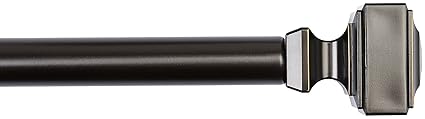 AmazonBasics Adjustable 1 inch Curtain Rod with Square Finials and Brackets, 36 inch to 72 inch, Bronze