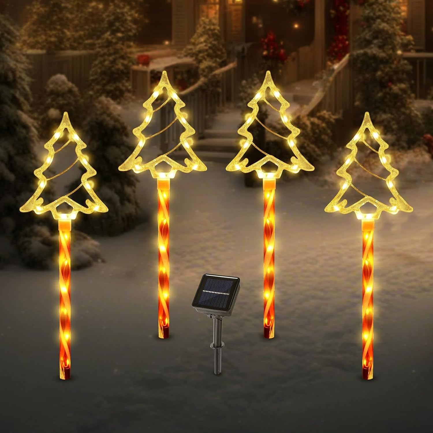 Solar Christmas Pathway Lights, Solar Tree Lights with Candy Cane ...