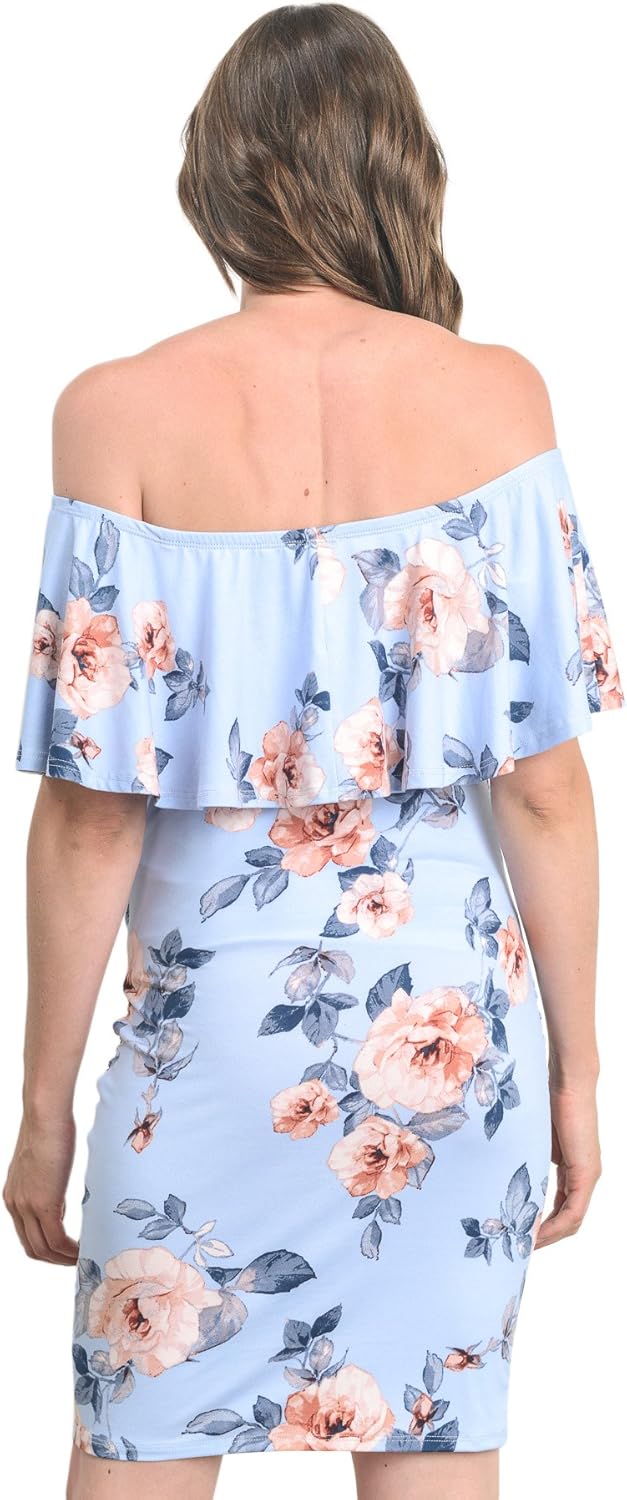 Hello MIZ Women's Floral Ruffle Off Shoulder Maternity Dress - Made in USA at  Women’s Clothing store