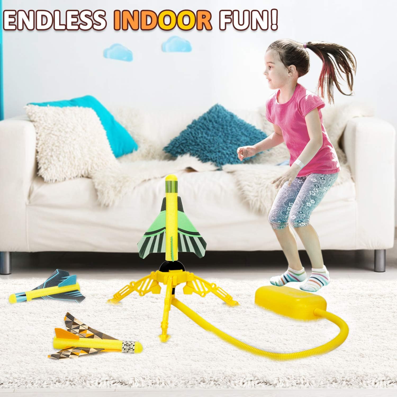 HISTOYE Toy Air Rocket Launcher for Kids Launch Toys with 3 Stunt ...