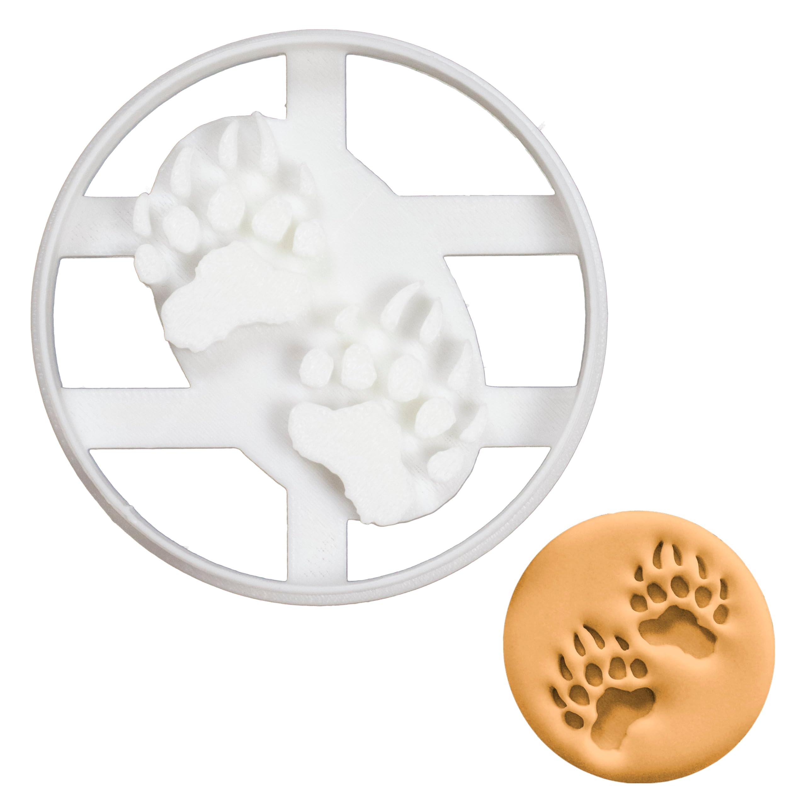 BAKERLOGY Bear Paw Prints Cookie Cutter - Detailed Biscuit Cutter Design for Baking and Crafts, Ideal on Fondant, Dough, Clay