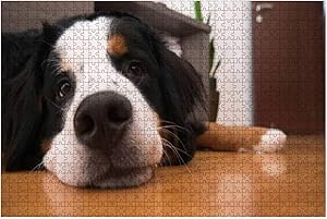Wooden Puzzle 1000 Pieces Beloved Bernard Mountain Dog Lying on The Home Floor Jigsaw Puzzles for Children or Adults Educational Toys Decompression Game