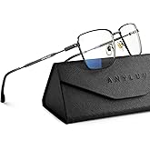 ANYLUV Rectangle Blue Light Glasses, Classic Business Style Computer Glasses, Lightweight Metal Eyeglasses for Anti Eyestrain