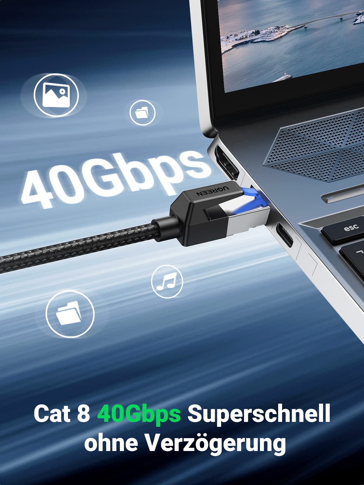 UGREEN Cat 8 LAN Kabel Netzwerkkabel Ethernet Kabel(1M) 2