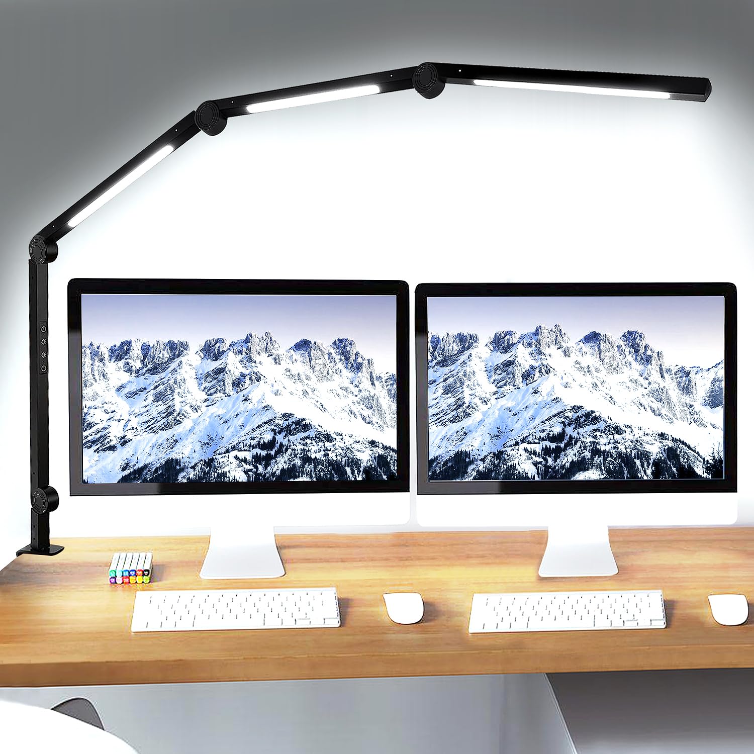 Photo 1 of Vimeepro LED Desk Lamp with Clamp & Flexible Arm - 3 Light Sources, 4 Color Modes & 5 Brightness Levels, Eye-Caring Table Light with Memory Function