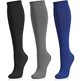 Medical Compression Socks for Women and Men 3 Pairs 20-30 mmHg Knee High Christmas Compression Stockings Circulation Best for Running Athletic Nurses