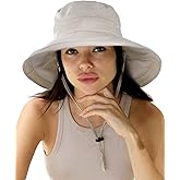 Sun Hats for Women Gardening Hat Wide Brim Ponytail Beach Sun Protection Breathable Cotton Summer Hat with Fold-Up Brim