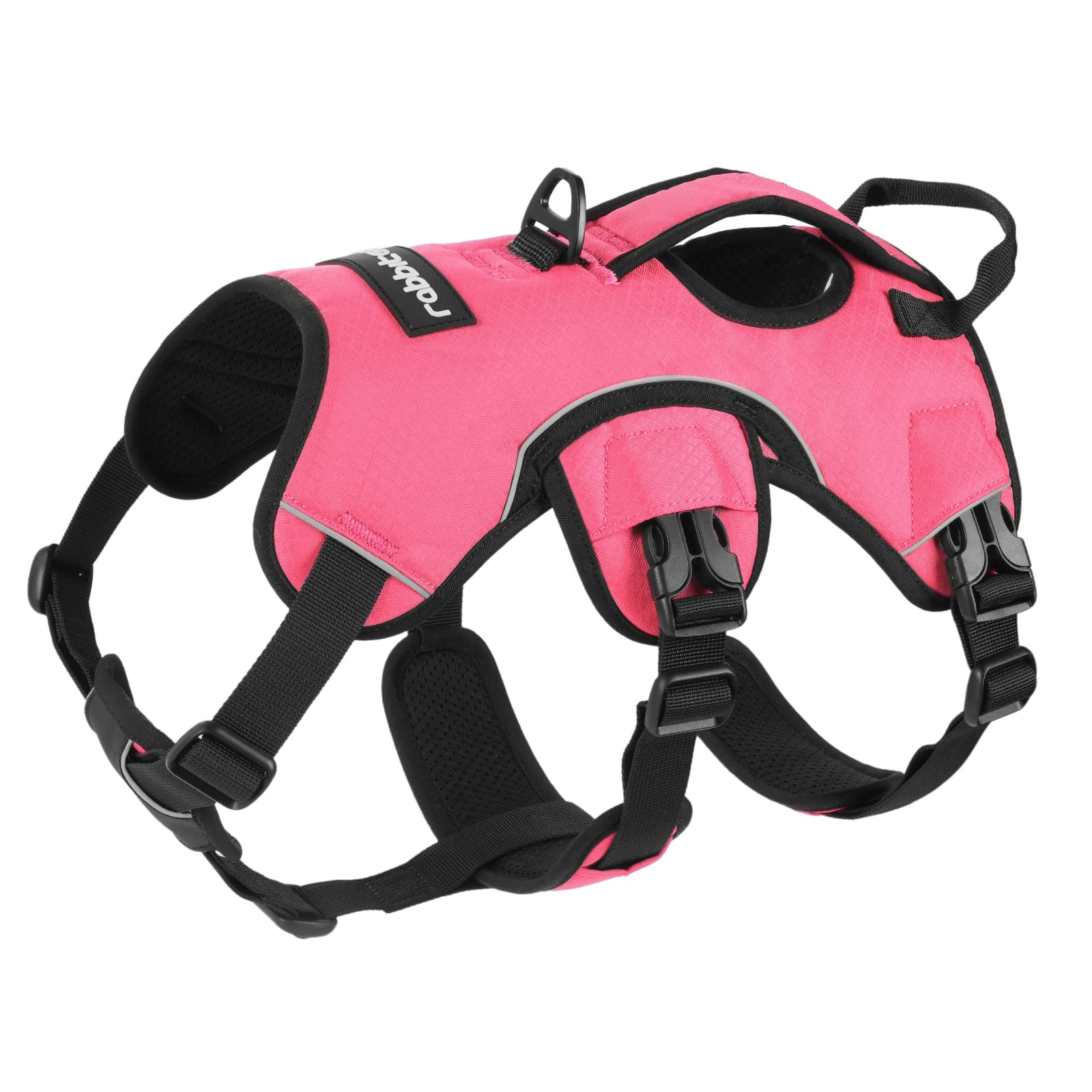 rabbitgoo Escape-Proof Dog Harness Large Dog with Handle, Anti-Pull Reflective Working Service Pets Vest, Breathable Pets Vest, Adjustable Lift Support Body Harness Training Outdoor, XL, Pink