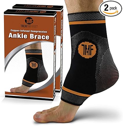 Amazon Com Pair Of Copper Infused Compression Ankle Brace Silicone Ankle Support W Anti Microbial Copper Plantar Fasciitis Foot Achilles Tendon Pain Relief Prevent Support Ankle Injuries Soreness M Health Personal