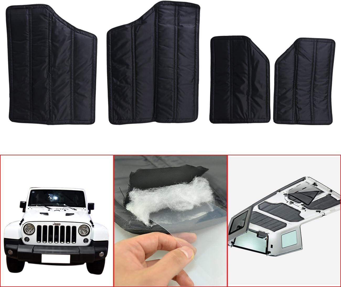 Aochuang Black Hardtop Sound Deadener Headliner Insulation For Jeep JK Wrangler 2-Door 2011-2017
