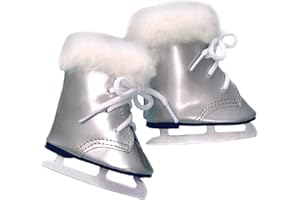 SOPHIA'S Doll Ice Skates, Fits 18 Inch American Girl Doll Shoes and More! 18 Inch Doll Silver Skates with Fur Trim