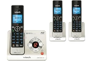 VTech LS6425-3 DECT 6.0 Expandable Cordless Phone with Answering System and Caller ID/Call Waiting, Silver with 3 Handsets