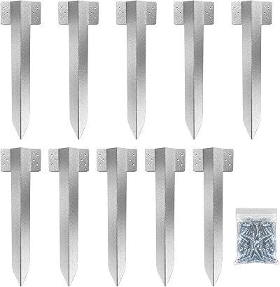 Tonhui 10 Pack Rail Sleeper Brackets Galvanised Steel 410mm High Edging
