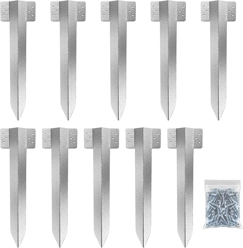 Tonhui 10 Pack Rail Sleeper Brackets Galvanised Steel 410mm High Edging