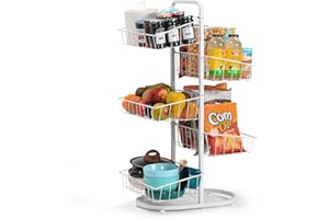 HEOMU 5 Tier Fruit Vegetable Basket for Kitchen Organizers,Kitchen Counter Storage Metal Wire Basket Stand Fruits Rack for Potato Vegetables Baskets Produce Snack Organizer Bathroom White