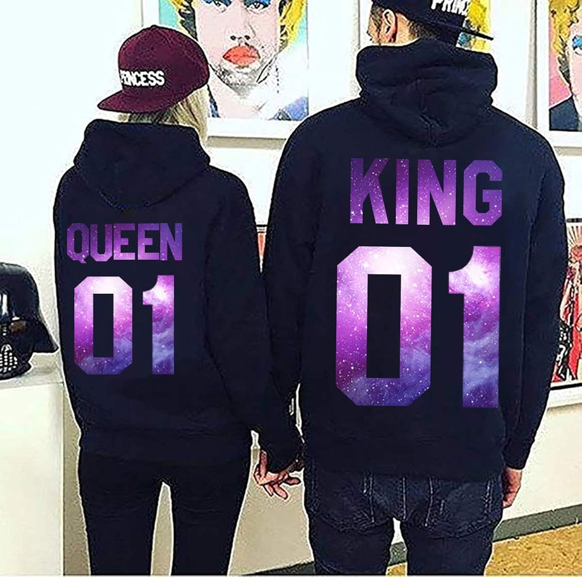 Yooh Design King /& Queen Matching Couple Hoodie His /& Hers Hoodies-1 Pcs