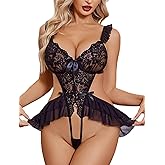 Avidlove Women Lingerie Teddy Lingeries Deep V Lace Bodysuit One Piece Mini Babydoll Exotic Outfits
