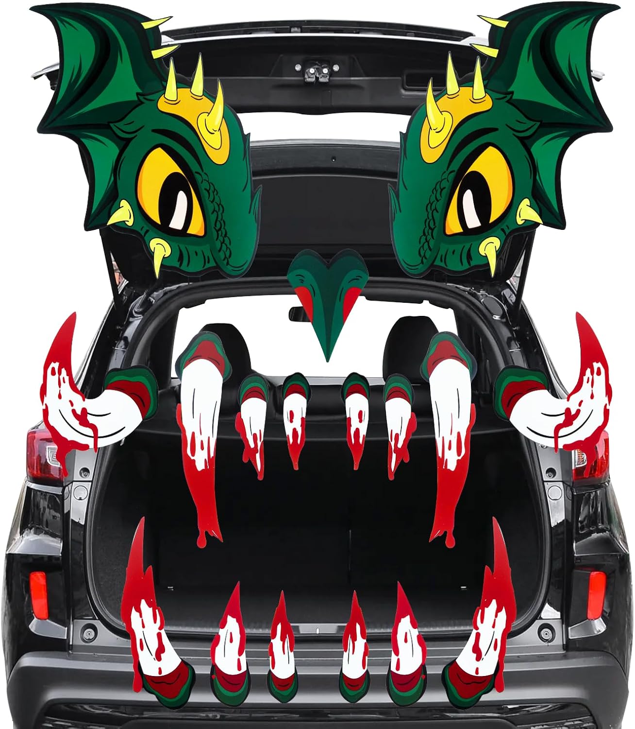 Garage Door Decorations - Halloween Trunk or Treat Car Decorations Kit for SUV, Halloween Monster Face Car Garage Door Decorations with Eyes, Nostrils, Fangs for Car Garage Archway Outdoor Party Decorations