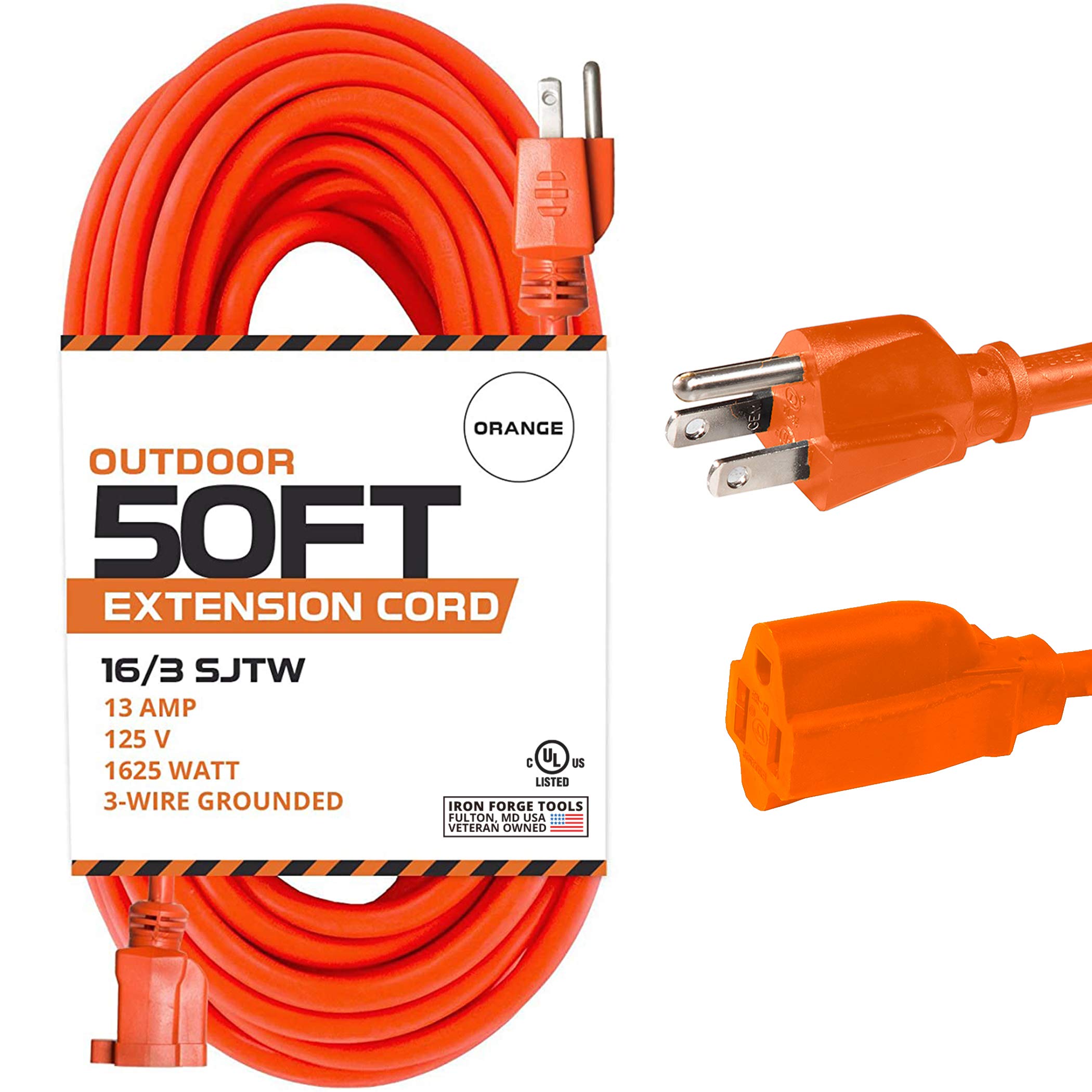 IRON FORGE CABLE 50 Ft Orange Extension Cord - 16/3