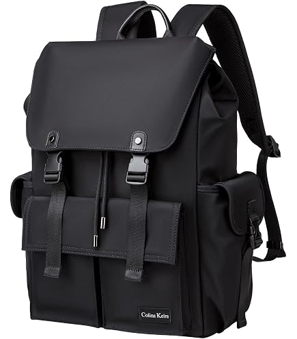Baosha BP-16 PU Leather Casual Backpack 15.6inch Laptop Backpack Travel Backpack Hiking Comping Backpack Daypack Black : Electronics