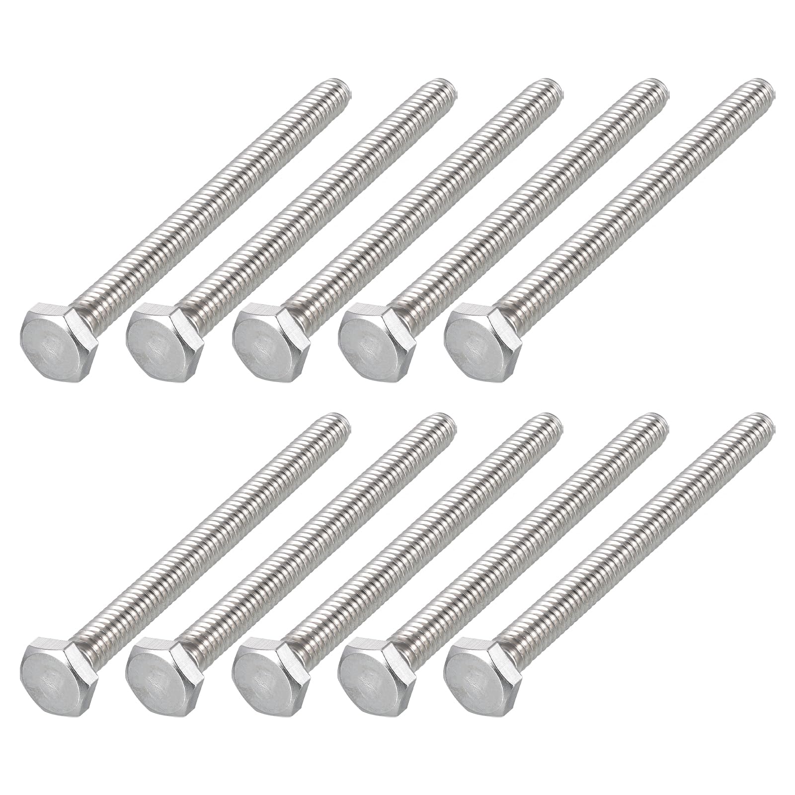 METALLIXITY Hex Head Screw Bolt (1/4-20 x 3") 10Pcs, 316 Stainless Steel, Fully Threaded, External Hex Drive, Bright Finish, Hex Head Screw Bolt, Silver — image 1
