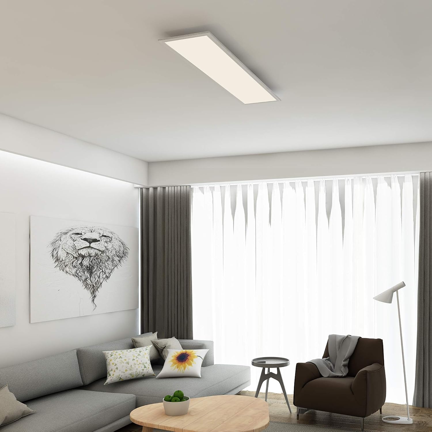 Briloner Leuchten 7189-016 Ceiling lamp, LED Panel with Motion, Daylight Sensor, 4100 lumens, 4000 Kelvin, 38 W, White , 1195x295x49mm (LxBxH) - Image 3