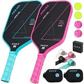 SVICX Carbon Fiber Pickleball Paddle 16mm &ndash; Professional Pickleball Paddles with Superior Control, Power &amp; Spin &ndash; Extended Handle for Two-Handed Grip, USAPA Approved