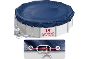 SHOP SQUARE 18 ft Round Pool Cover for Above Ground Pools, Above Ground Pool Cover, Swimming Pool Cover, Winter Pool Cover, Keeps Out Debris, Cold and UV Resistant, Supreme Mesh, Navy Blue