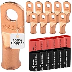 SELTERM 10pcs - 1 Awg - 5/16" Stud - Battery Lugs