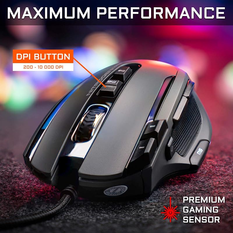 Kult Nitrogen Core - Ratón Gaming con Cable 12800 dpi RGB