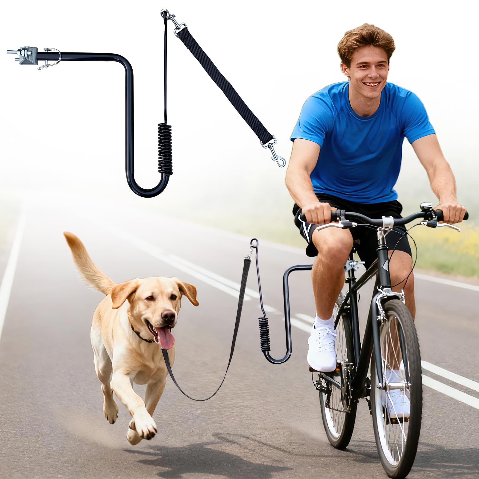 MRWiZMS Dog Bike Leash, 180°Bicycle Dog Leash, Pet Exerciser for Dog Walking, Running, Cycling, Dog Bicycle Exerciser Leash, Bicycle Dog Leash Attachment
