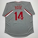 Facsimile Autographed Pete Rose Cincinnati Grey Reprint Laser Auto Baseball Jersey Size Men's XL