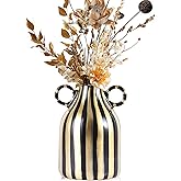 XMGZQ Ceramic Vase with Handle,Vase for Home Decor,Decorative Flower Vase,Vertical Stripe Ceramic Vases for Home Décor, Bedro