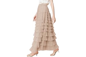 PEHMEA Tulle Maxi Skirts for Women, High Waist A-Line Flowy Elegant Party Wedding Guest Casual Skirt