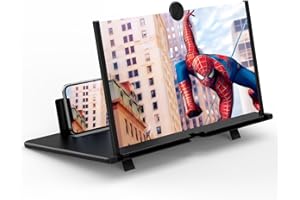 FIRJUTY 12" Screen Magnifier for Cell Phone ， 3D HD Magnifying Projector Screen Enlarger Expanders for Movies, Videos and Gaming ， Foldable Phone Stand with Screen Amplifier，Compatible with All Smartphones