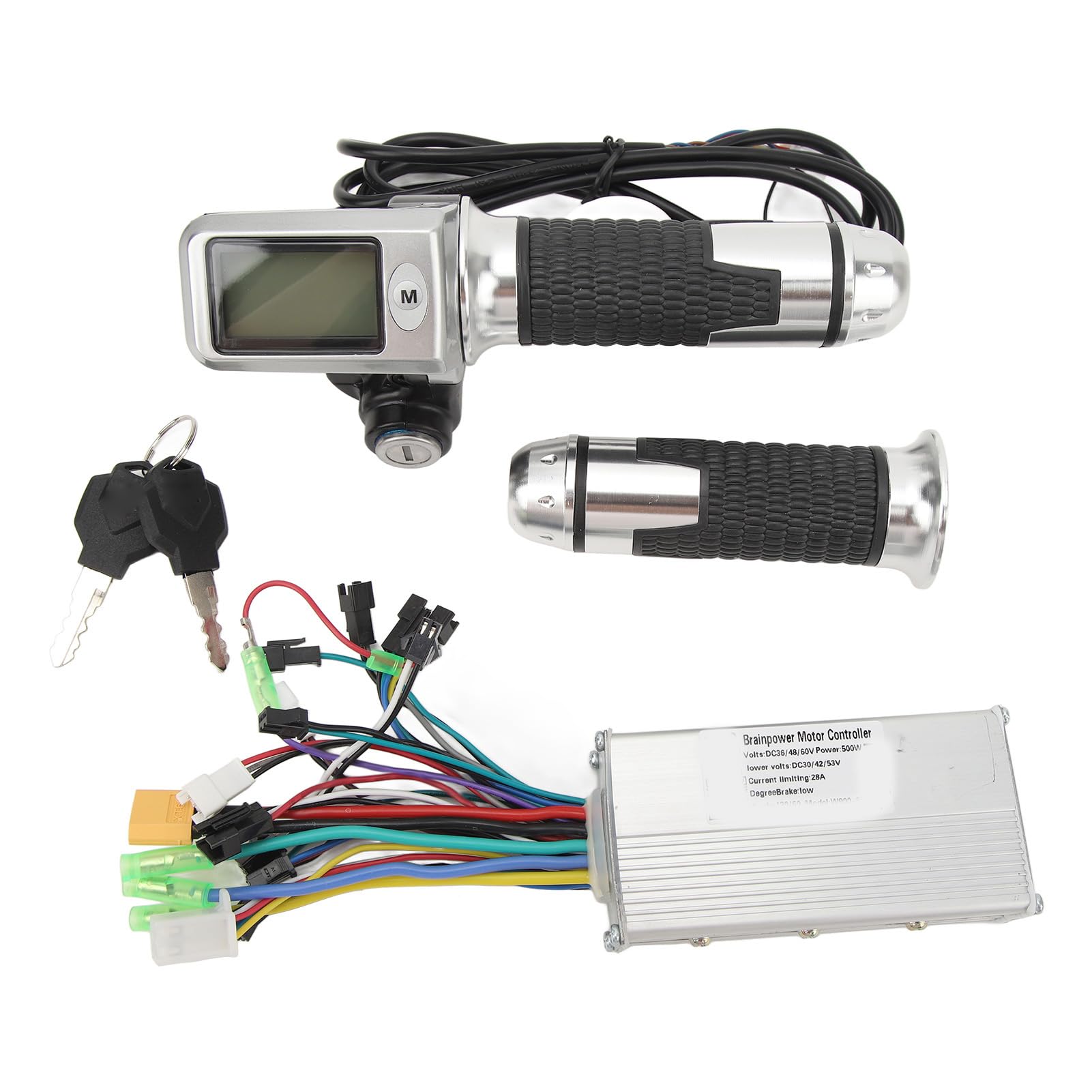 VGEBY Electric Bike Controller Kit, 36V 48V 500W 28A Electric Bike Brushless Motor 3 Mode Sine Wave Controller with Throttle Twist Grips Type 5530