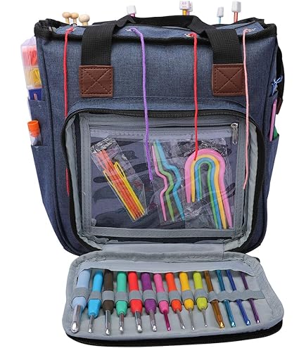 Sacoche De Rangement Pour Laine Et Outils De Tricot – Lot De 2, En Tissu Oxford, Multi-poches