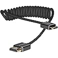 KONDOR BLUE | Mini HDMI to Full HDMI Cable 12" -24" Braided Coiled | 4K 60Hz, 18Gbps, HDR, 3D Video & Nylon Braided with Reinforced connectors | Black