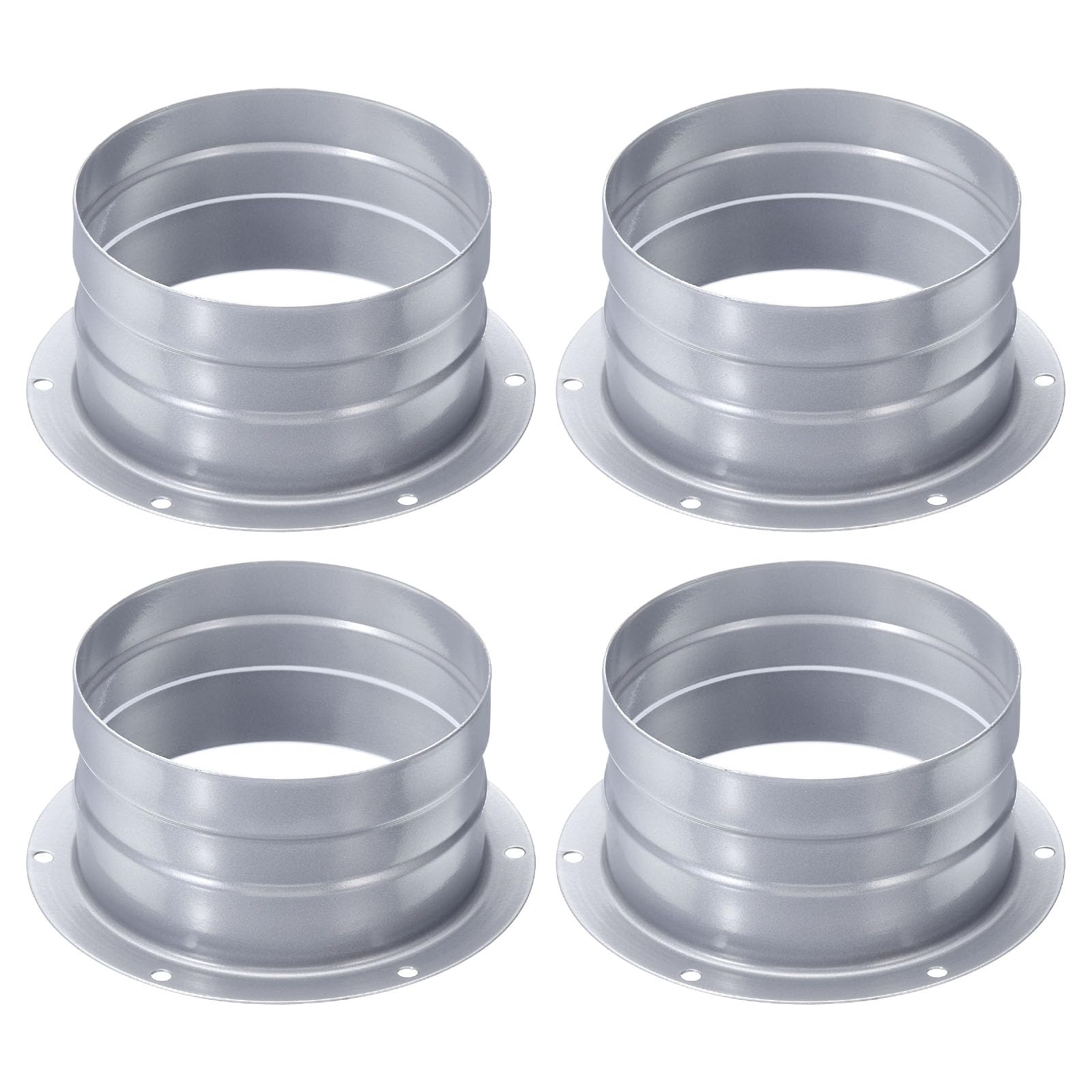 PATIKIL Duct Connector Flange, 4 Inch, 4 Pack Straight Pipe Exhaust Flange, Galvanized Steel Duct Mounting Plate for Heating Cooling Ventilation, HVAC System