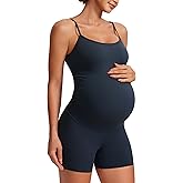 CRZ YOGA Butterluxe Maternity Cami Strap Workout Romper - U Neck Casual Shorts Jumpsuit Pregnancy Womens Tank Top Bodysuit