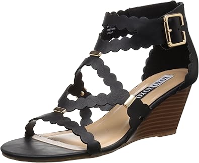 xoxo black wedge sandals