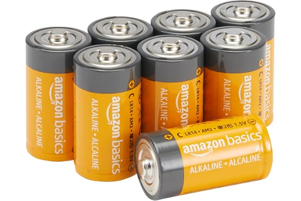 Amazon Basics 8-Pack C Cell Alkaline All-Purpose Batteries, 1.5 Volt, 5-Year Shelf Life
