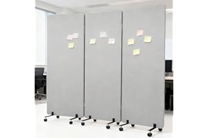 Freestanding 73 x 66 inch Privacy Panel, Features a tackable Fabric Surface,Portable Privacy Screen Room Divider, Freestandin