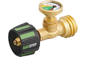 GasStop - Propane Tank Gauge with Leak Detector & Emergency Shut-Off - Pressure Indicator Universal Meter - RV & Camper Accessories