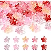BB Beadthoven 50Pcs Pink Flower Handmade Lampwork Glass Beads for DIY Bracelet, Necklace, Earrings & More