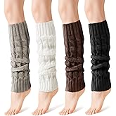 PT Haahoos Women Leg Warmers, 4 Pairs Fashion Cute Cable Knit Leg Warmers, Winter Warm Long Boot Socks