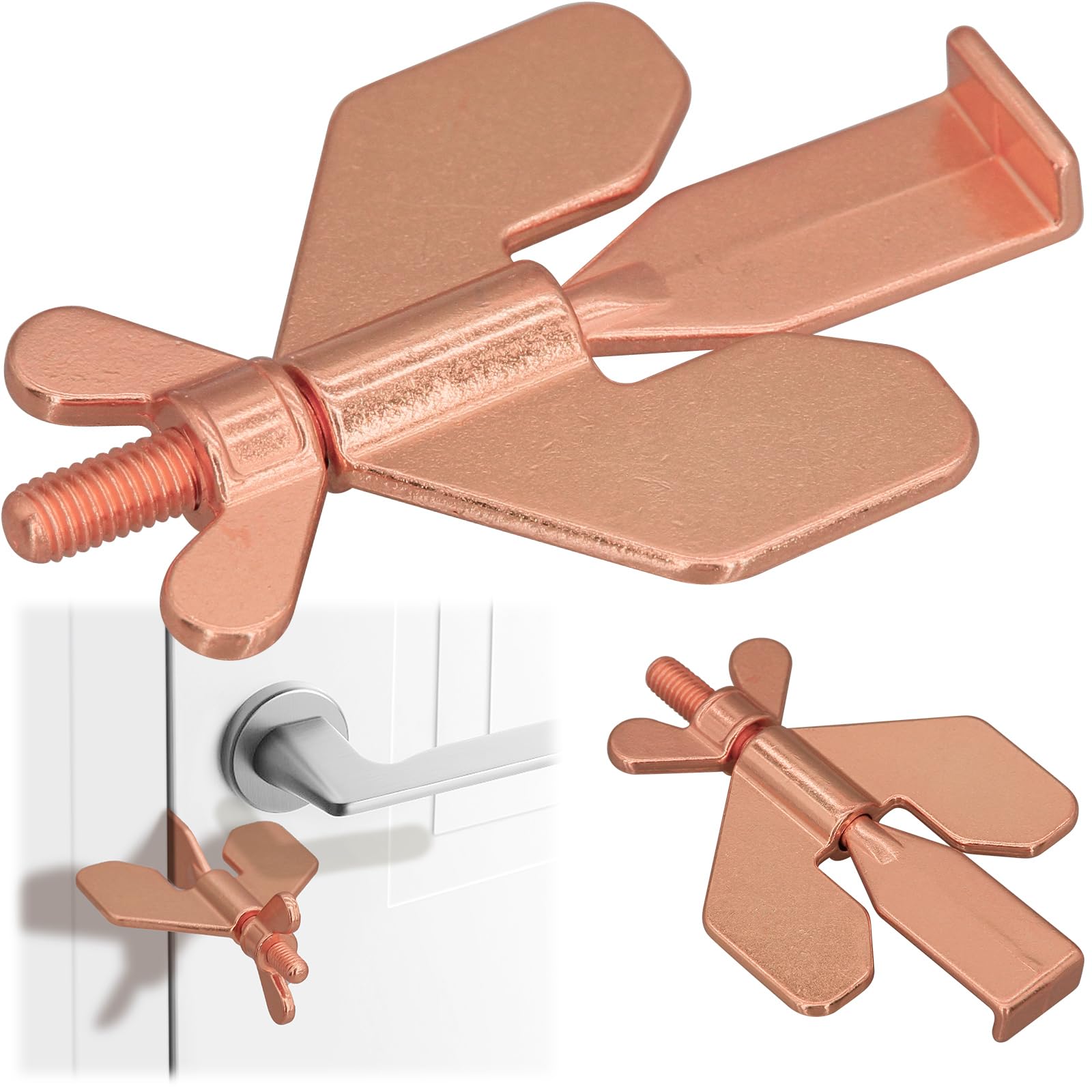 Photo 1 of 1PCS Portable Door Lock,Door Lock,Home Security Door Locker Travel Lockdown Locks for Additional Safety and Privacy Protion,for Home Hotel School Apartment(Rose Gold)